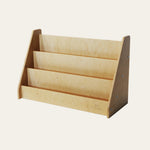 Montessori bookshelf mini with 3 shelves in birch plywood, front-facing book display – PETINKA