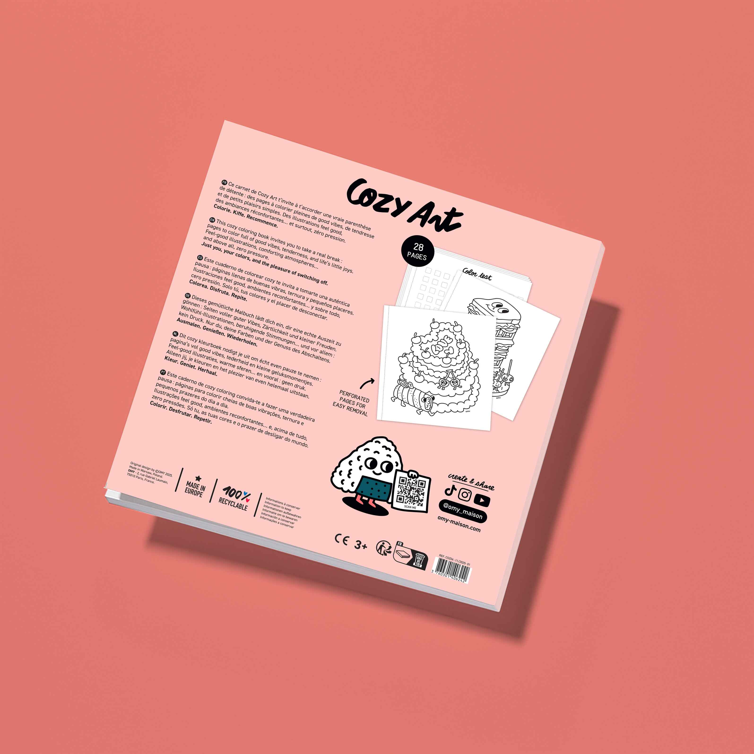 OMY Cozy Art Yummy — coloring book with sweet and savory food motifs