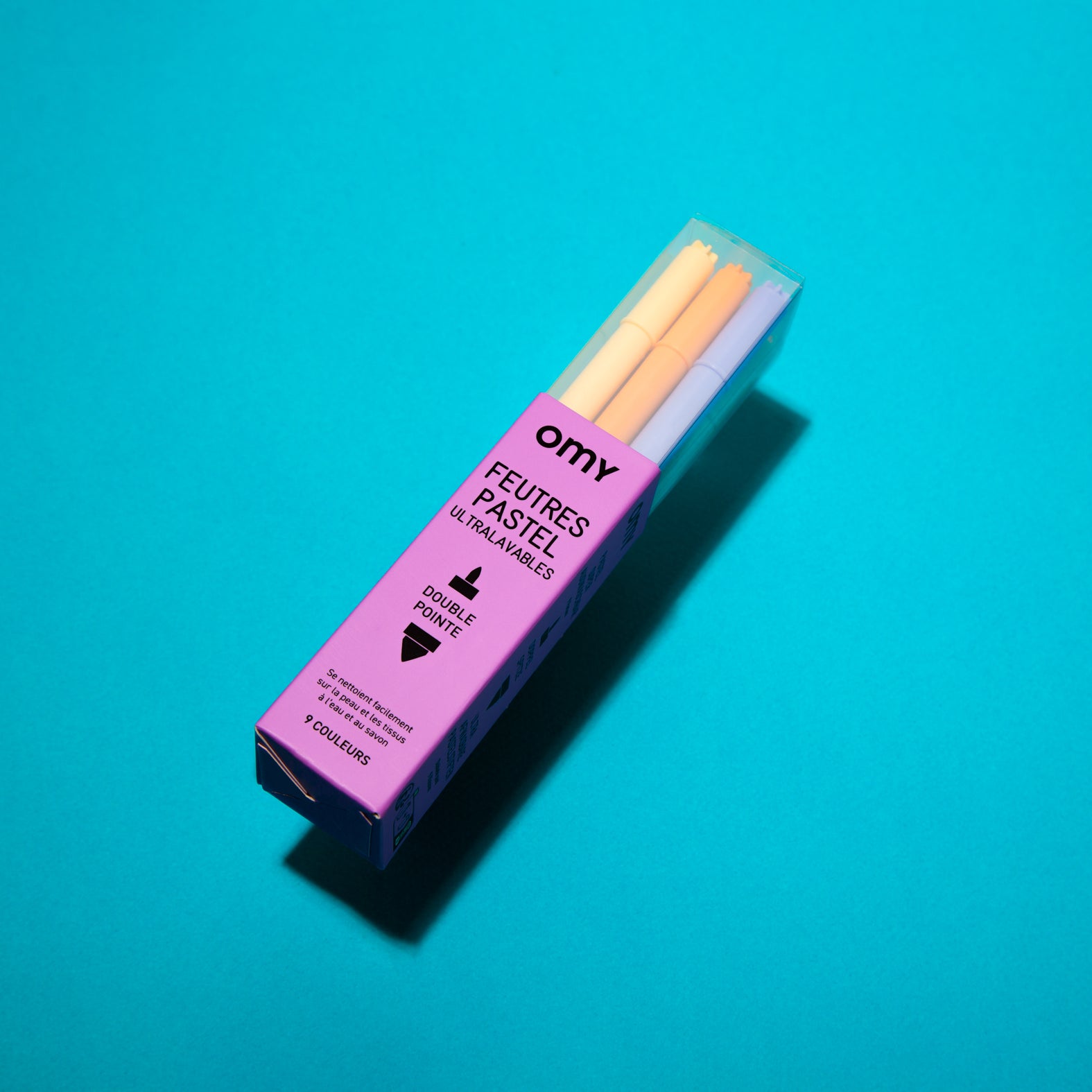 OMY Pastel Markers — set of 9 dual-tip pastel markers in a box - FEU05_FEUTRE PASTEL_PACKSHOT