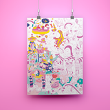 OMY Lily — close-up of neon pink drawing lines