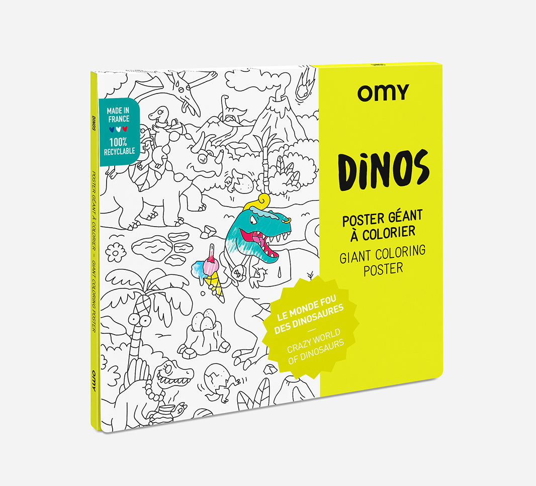 OMY Dinos — giant 70 × 100 cm coloring poster with dinosaurs