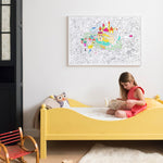 OMY Magic — giant 70 × 100 cm coloring poster with castle, dragons and princesses