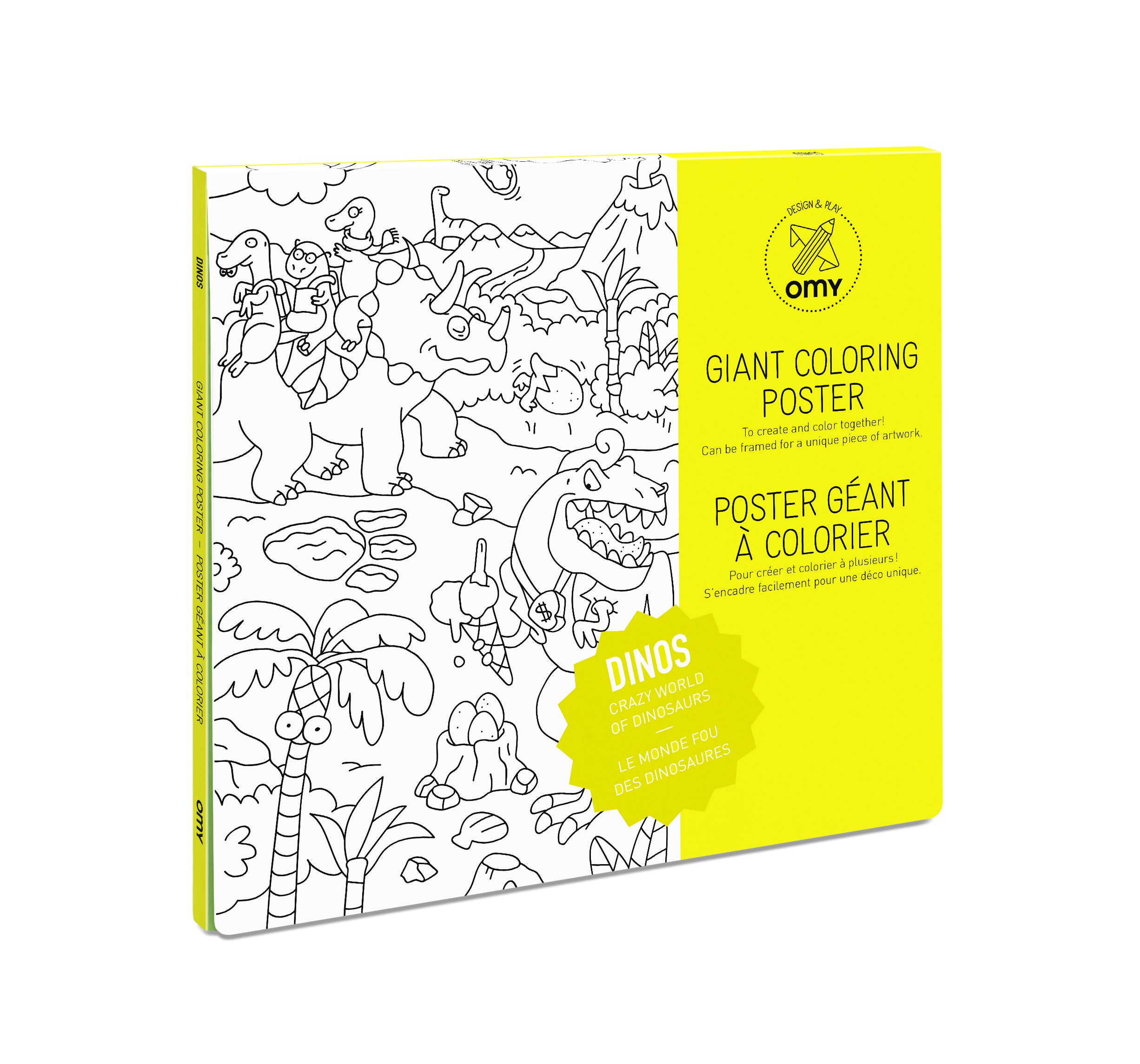 OMY Dinos — giant 70 × 100 cm coloring poster with dinosaurs - POS31-POSTER-DINOS-FONDBLANC-ARCHIVE