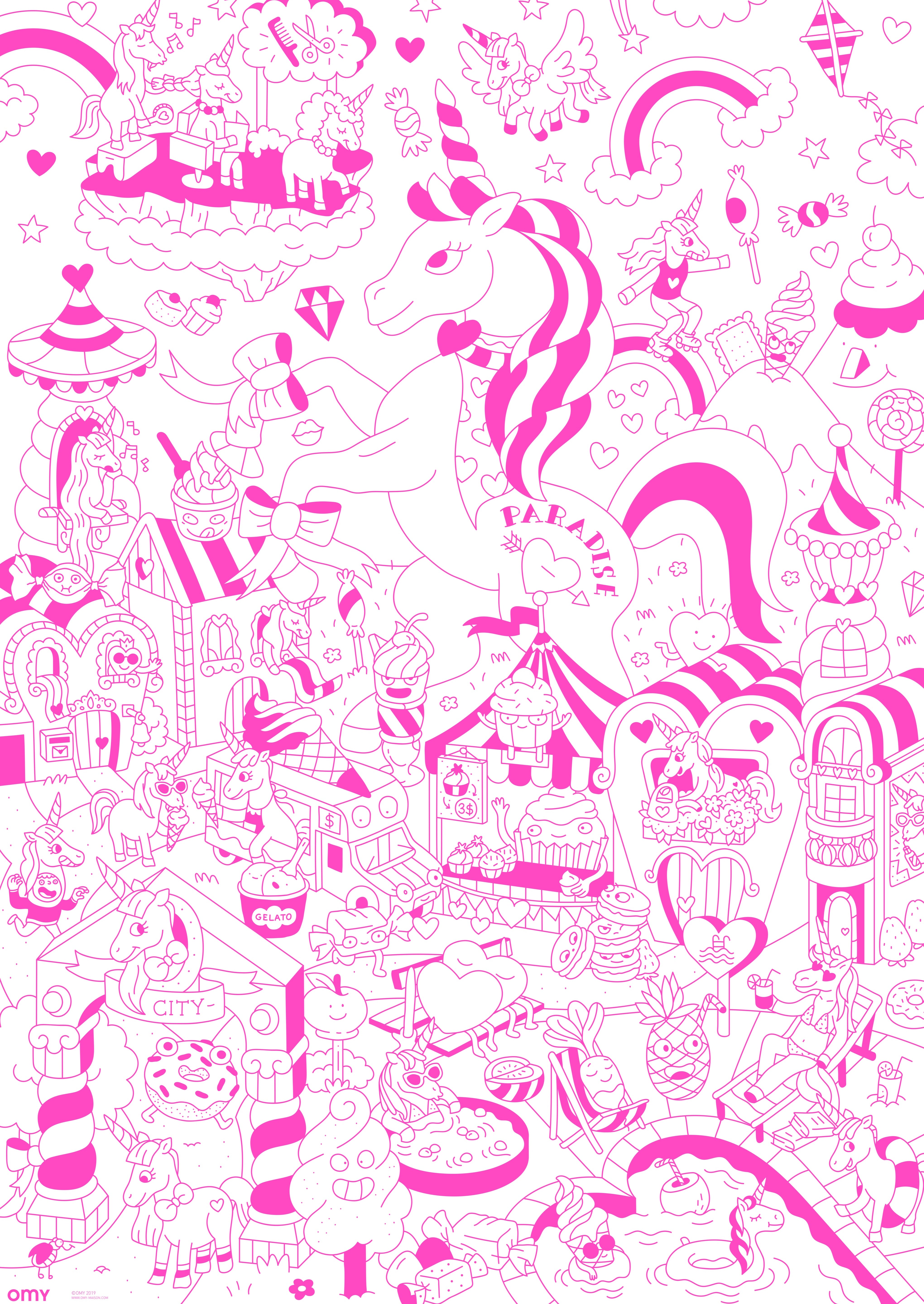 OMY Lily — finished poster framed on a child's bedroom wall