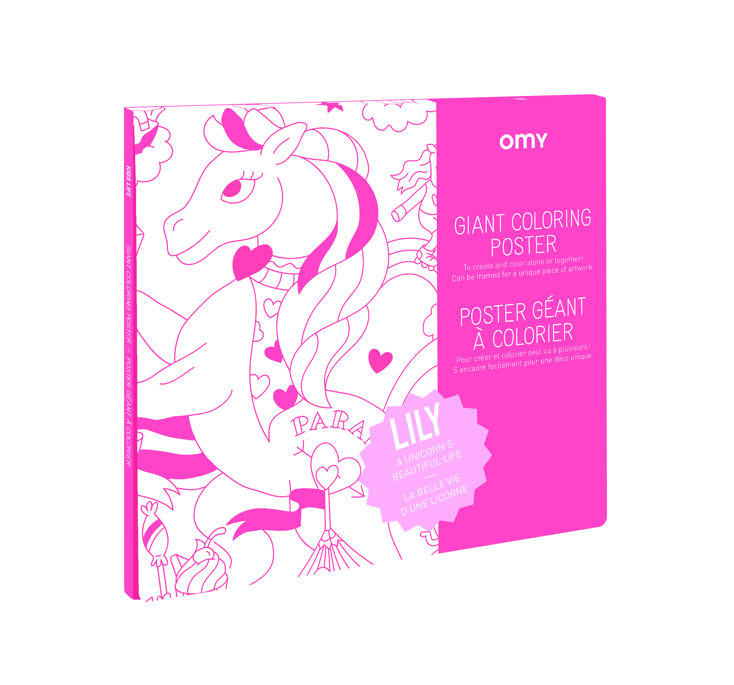 OMY Lily — giant 70 × 100 cm coloring poster with a unicorn - POS55-POSTER-LILY-PACK-FONDBLANC-ARCHIVE