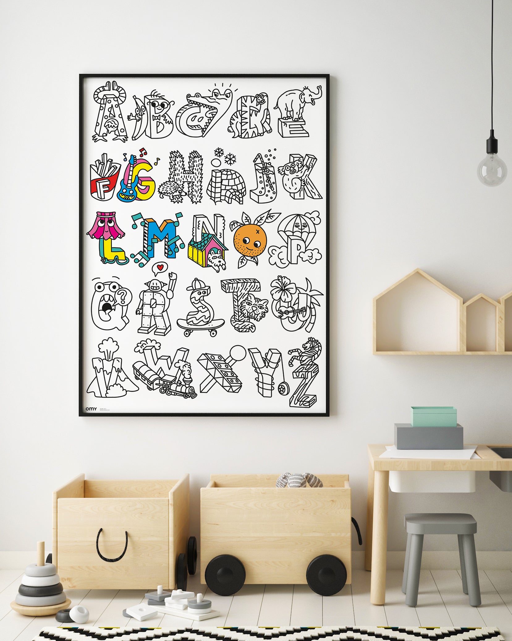 OMY ABC — giant 70 × 100 cm alphabet coloring poster - POS70_ABC_MOCKUP