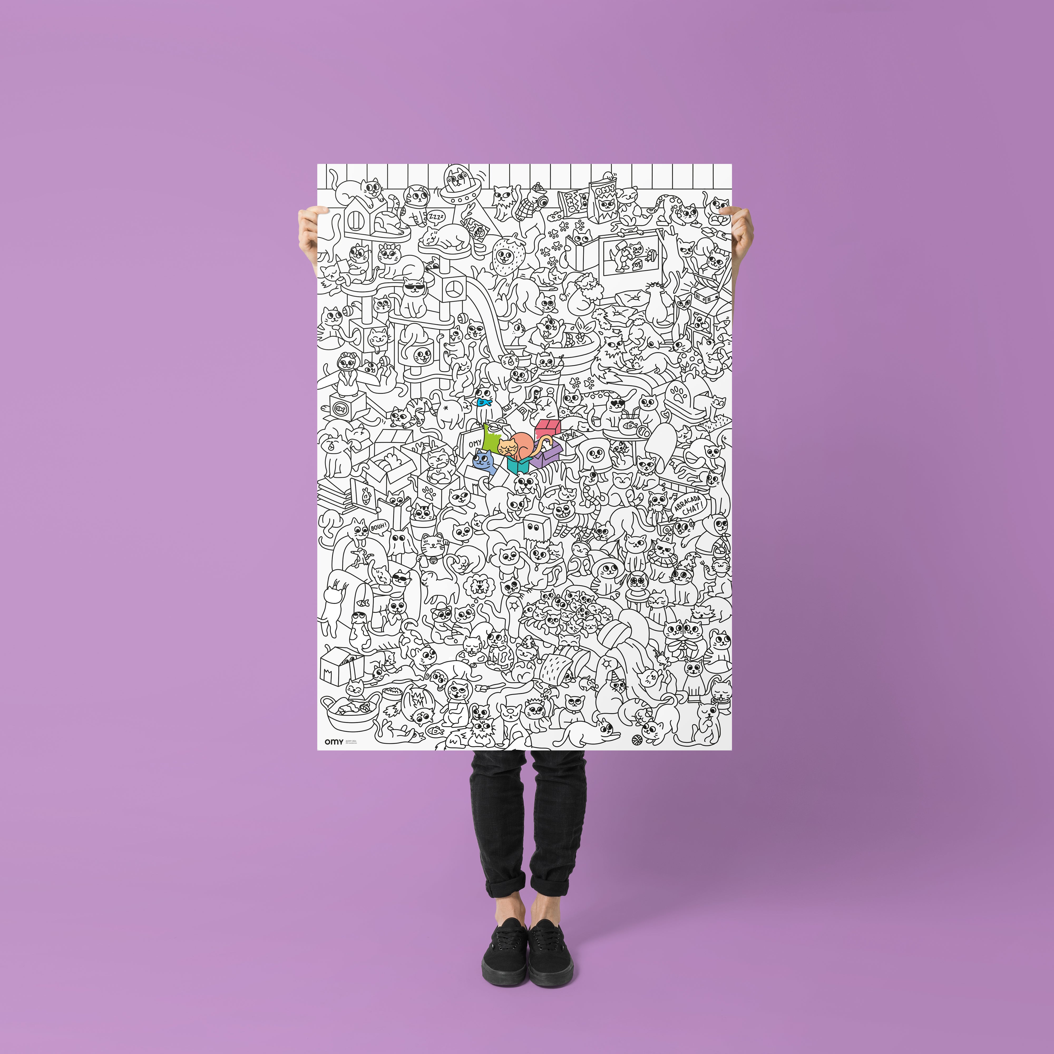 OMY Kitty — giant 70 × 100 cm Meowland coloring poster with cats