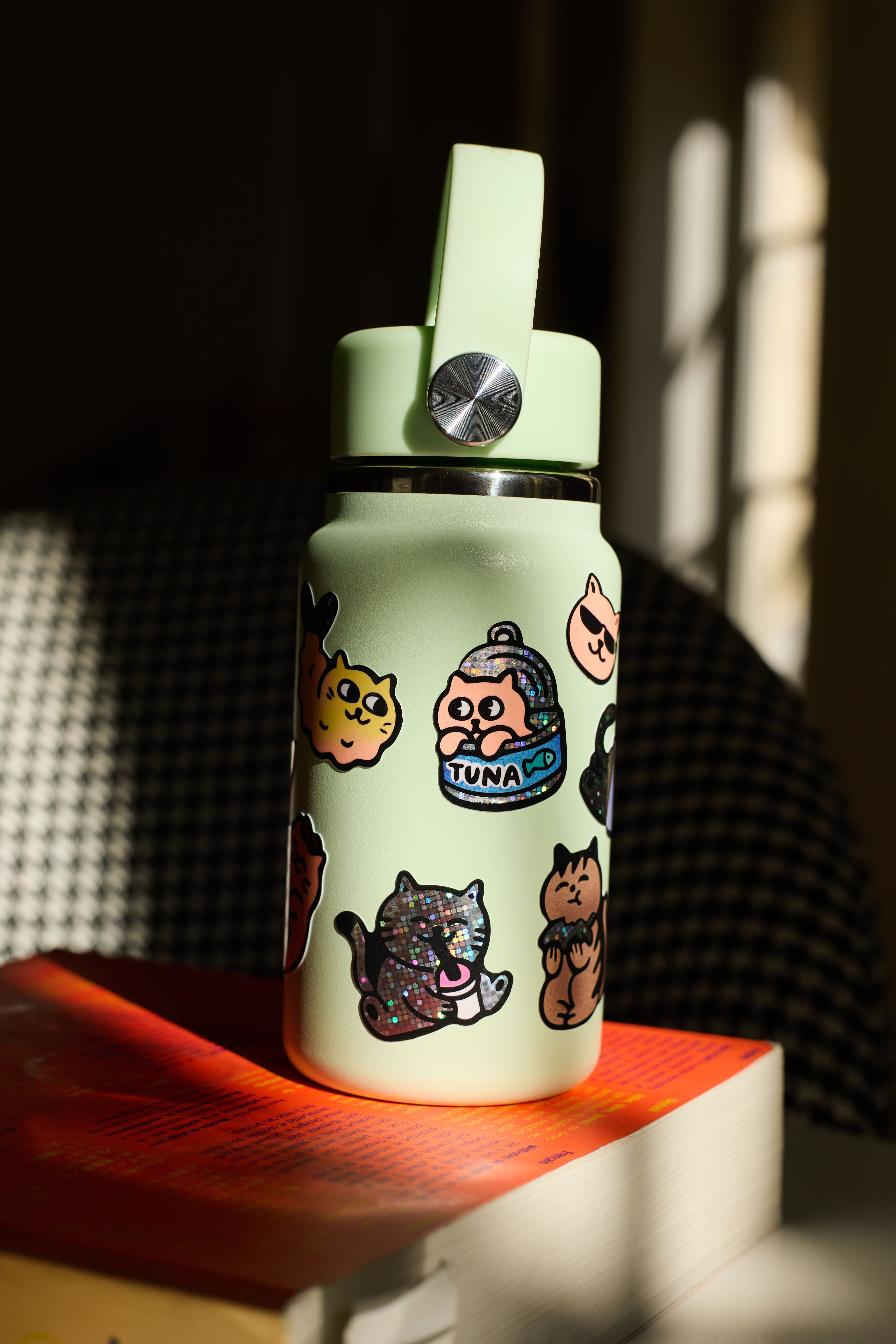OMY Big Kitty - stickers on a laptop with kawaii cat motifs
