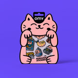 OMY Big Kitty - sheet of fluorescent vinyl stickers with kawaii kittens