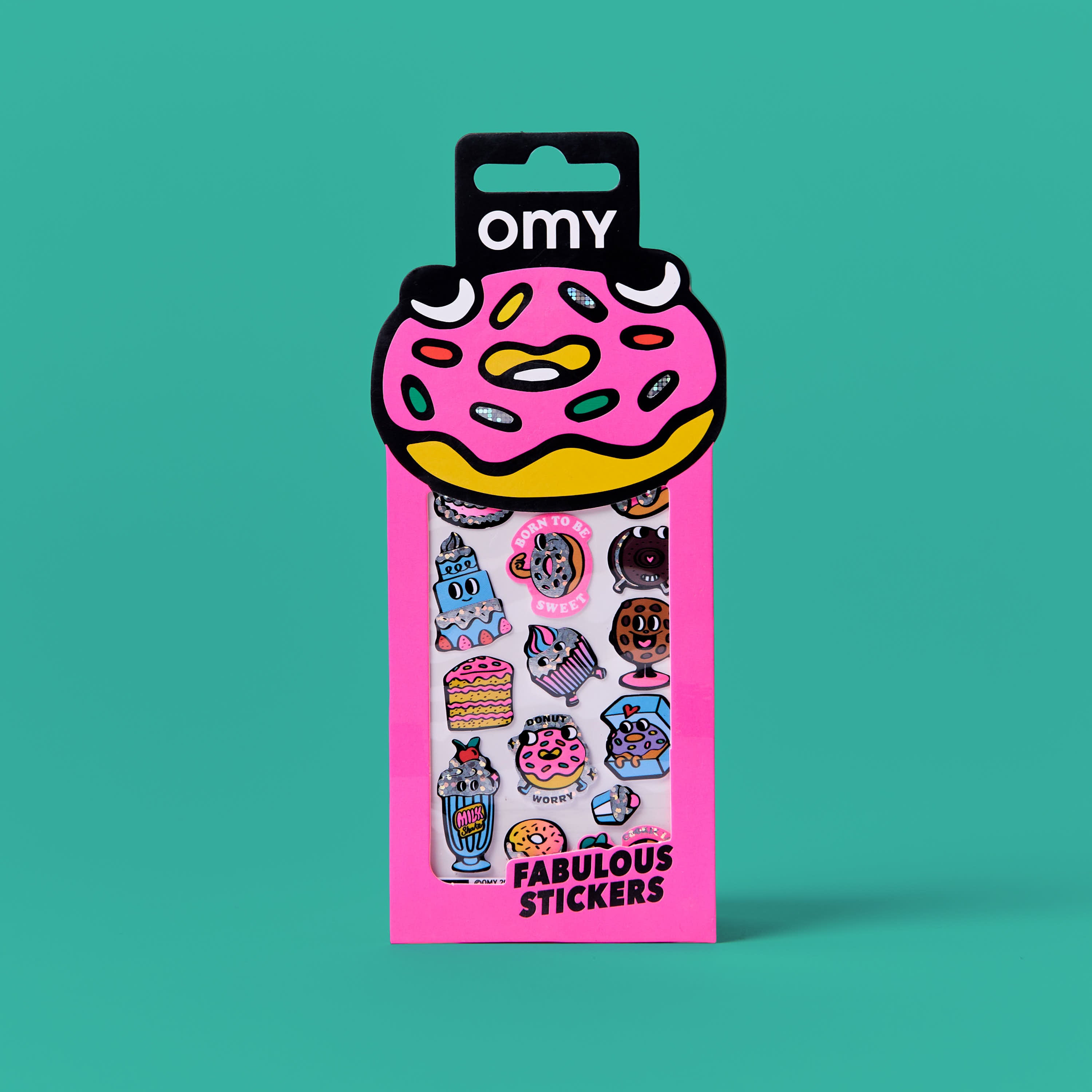 OMY Iconic Donuts — sheet of fluorescent vinyl stickers with sweet treats - STICKER_ICONIC_DONUTS_FACE_FC