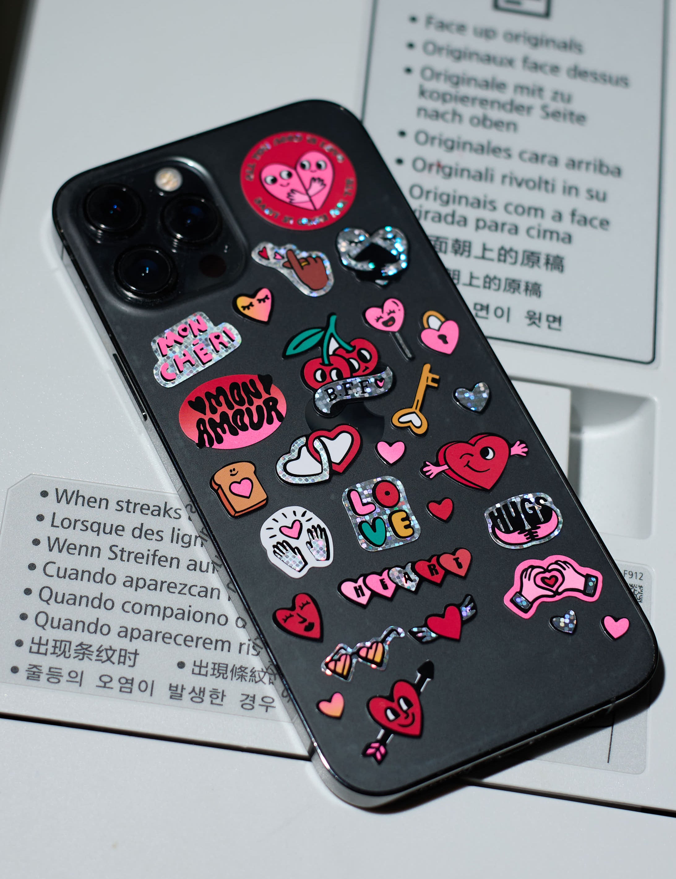 OMY Iconic Love — sheet of fluorescent vinyl stickers with hearts