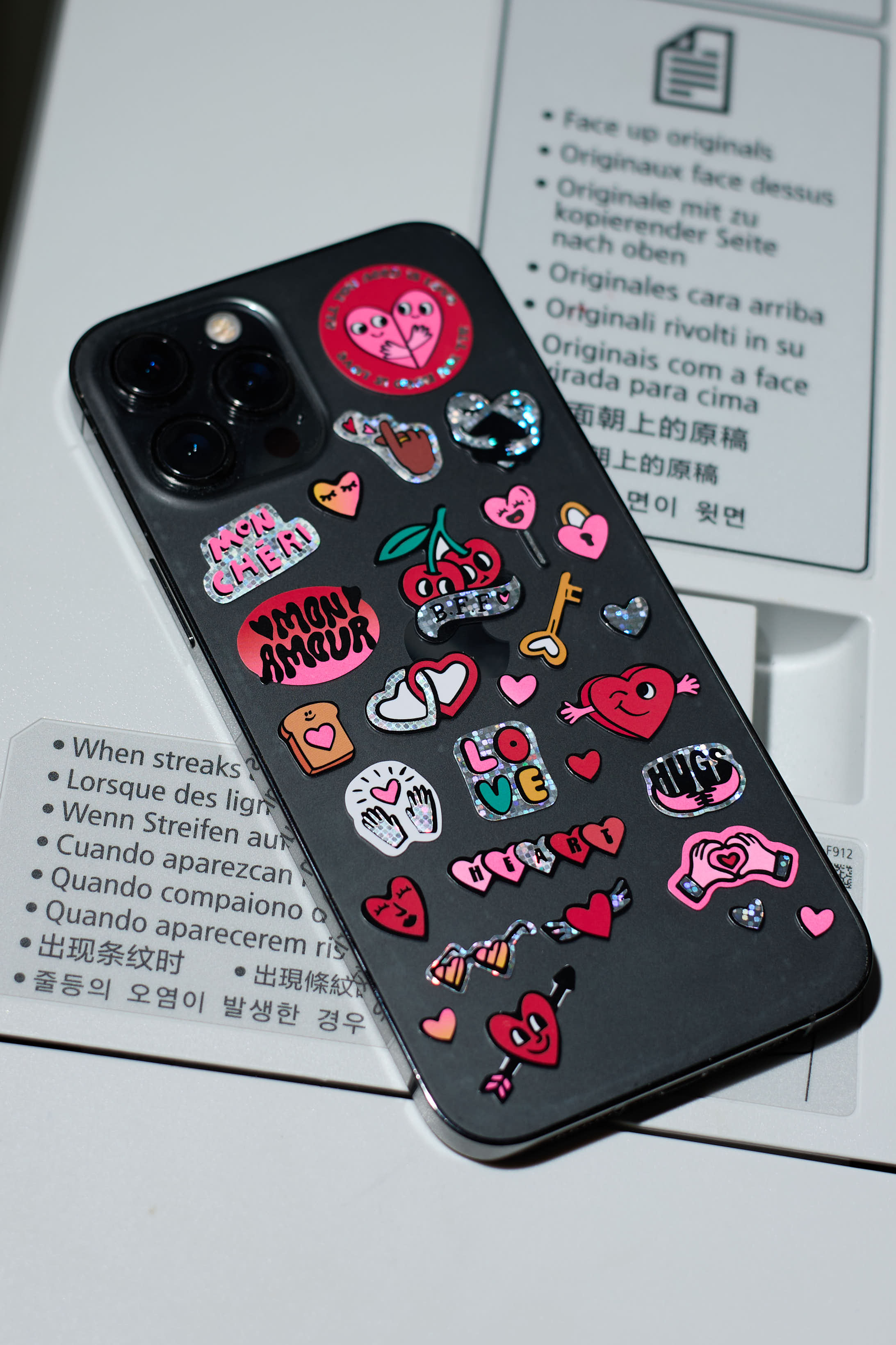 OMY Iconic Love — sheet of fluorescent vinyl stickers with hearts