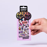 OMY Iconic Make Up — sheet of fluorescent vinyl stickers with playful motifs - STICKER_ICONIC_MAKE-UP_MAIN_FB