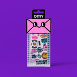 OMY Iconic Messages — sheet of fluorescent vinyl stickers with positive words - STICKER_ICONIC_MESSAGES_FACE_FC