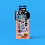 OMY Iconic Music — sheet of fluorescent vinyl stickers with music motifs - STICKER_ICONIC_MUSIC_FACE_FC