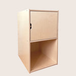 AGGIE desk cabinet in birch plywood with door and open shelf