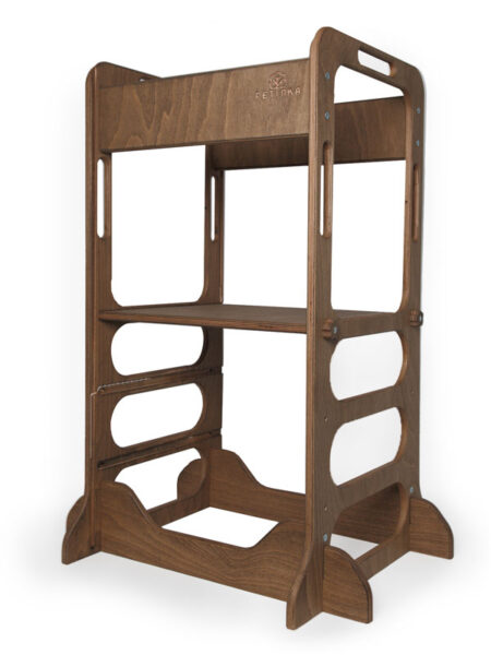dunkelbraun holzen kinder lernturm basic