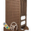 dark brown wooden educative learning tower with toys