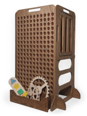 dunkelbraun holzen kinder lernturm mit wandaufbewahrung