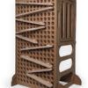 dark brown wooden learning tower with big marble runway