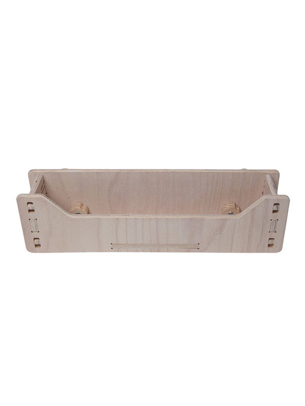 natural wooden storage shelf for activity board