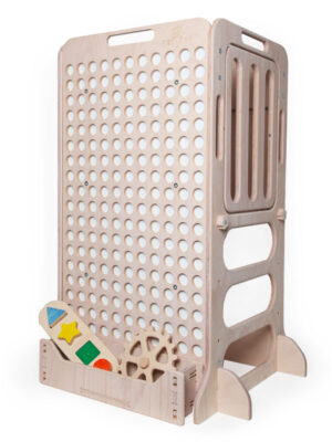 bílá učící věž pro děti Petinka se šuflíkem pro hračky