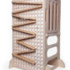 white wooden educative learning tower with marble runway