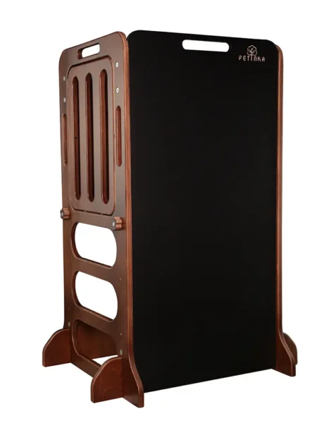 dark brown wooden learning tower for kids Petinka LIGHT