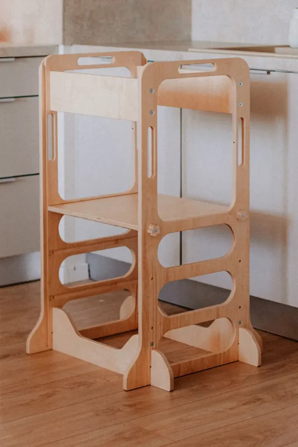 wooden learning tower in Kitchen Petinka
